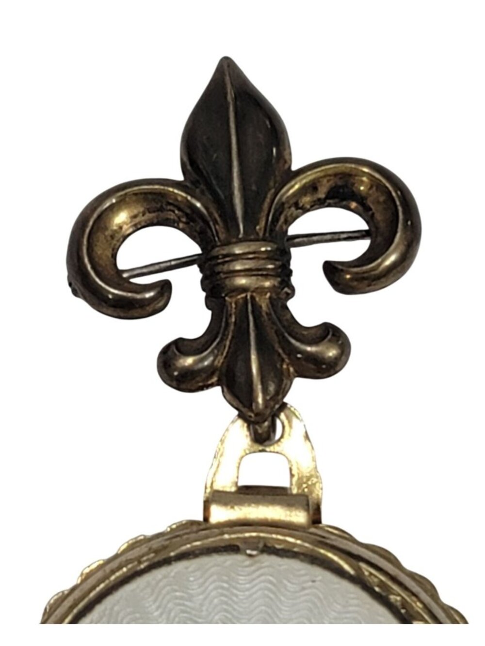 Coro Fleur-De-Lis Goldtone Enamel Locket Pendant With Floral Design - Picture 4 of 8